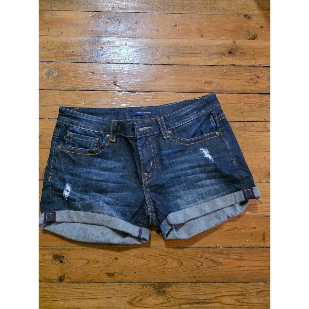 Vigoss‎ Studio Distressed Denim Shorts Dark Wash Cuffed Size 9/10